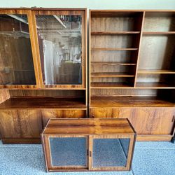 Danish MCM Rosewood 3-piece ONCE IN A LIFETIME Antique Furniture Buffet Cabinet Hutch Glass