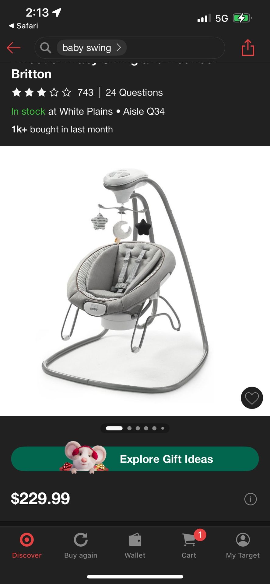 Graco DuetConnect Deluxe Multi-Direction Baby Swing and Bouncer 