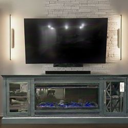 NEW!!! Electric Fireplace/TV Stand REEVES BLUE 86"