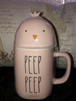 Rae Dunn Peep Peep Pink Mug With Topper