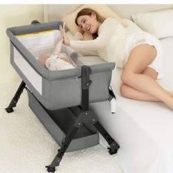 3in1 Baby Bassinet Bedside Sleeper Portable Baby Crib Bassinets with Swing Mode