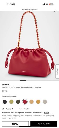 Loewe Flamenco Small Shoulder Bag in Napa Leather, BURNT RED, Brand New 