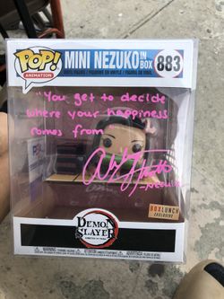 Mini Nezuko In A Box Pop Signed By Abby Trott PSA Authenticated