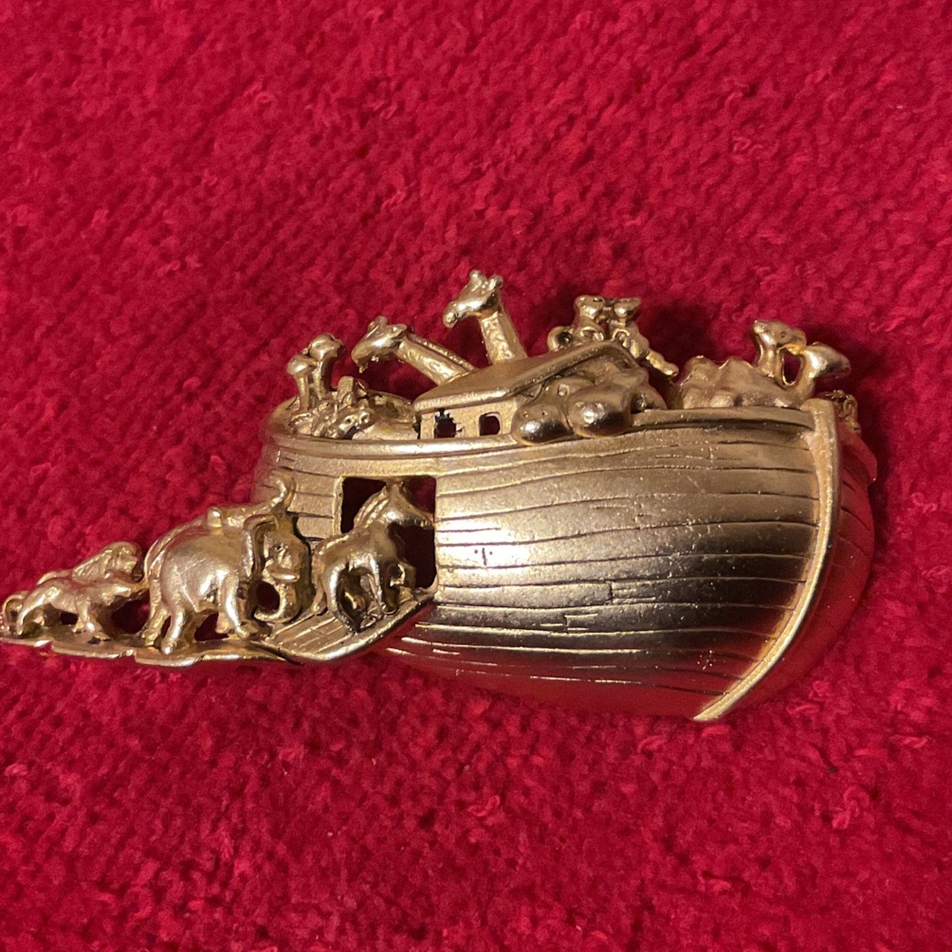 Goldtone Noah’s Ark Brooch,By A.J.C