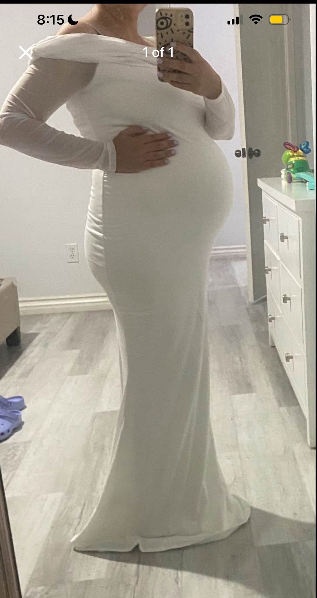 White maternity dress mermaid style