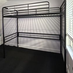 Metal Twin Size Loft Bed Black