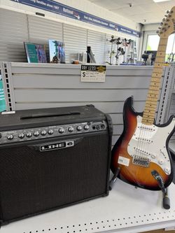 Line 6 amp with fender electric guitar