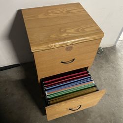 Wooden Filing Cabinet + Free Hanging Folders
