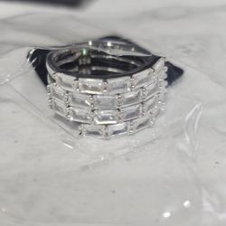 $55 ABSOLUTE 4 ROW EMERALD CUT RING SILVER size 8 880686 New $55 ABSOLUTE 4 ROW EMERALD CUT RING SILVER size 8