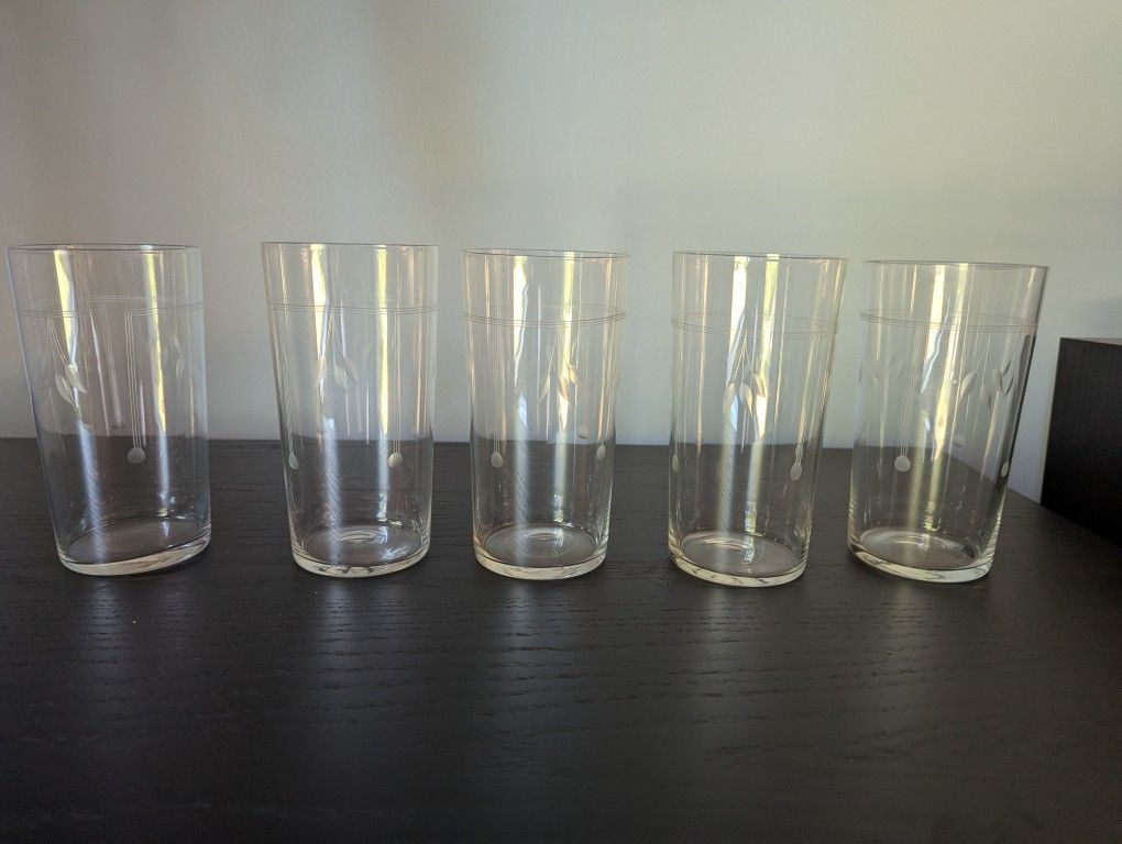 Five Vintage Drinking Glasses