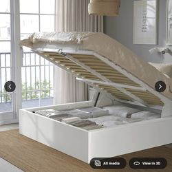 IKEA MALM Queen Lift-Up Storage Bed – White