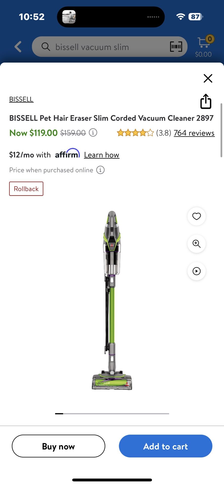 BISSELL Pet Hair Eraser Slim Corded Vacuum Cleaner