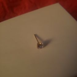 Single Stud 10K Gold Post 4mm. Round CZ Earring.