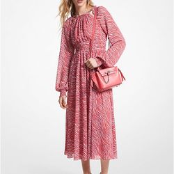 Zebra Print Georgette Midi Dress