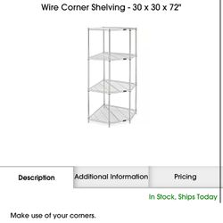 TWO corner Shelving units, Chrome 