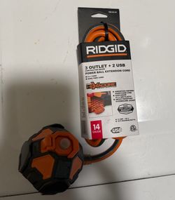 RIDGID 3-Outlet + 2 USB Heavy Duty Extension Cord 6 ft 14 Gauge Orange/Black