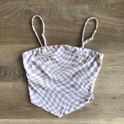 Women Purple White Super Soft Checks Illusion Top Camisole Cami Vans Size XS