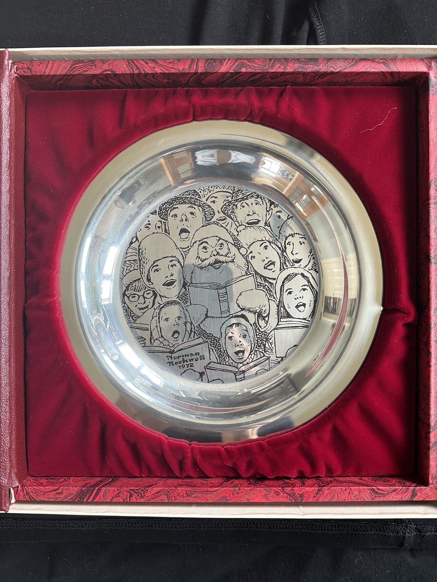 1972 Norman Rockwell The Carolers Sterling Silver Franklin Mint Christmas Plate
