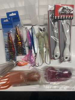 Fishing lures and 3 tackle boxes