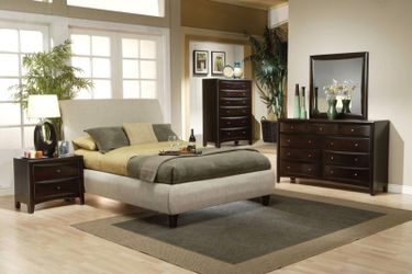 Beige & Cappuccino 4 Piece Platform Bedroom Set - Queen or King (NO CREDIT CHECK FINANCING AVAILABLE)