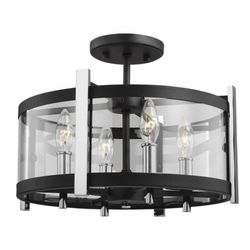 ⭐️ BRAND NEW ⭐️ Feiss Broderick 15” 4-Light Semi-Flush Mount Light (Textured Black) 