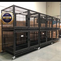 Dog Pet Cage Kennel Size 43” With Divider Feeding Bowls And Trays Set Of 6 Cage 