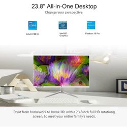 YXLILI 23.8” All in One Desktop Computer 3.2GHz Intel Core I5 Quad Core Processor 8GB DDR4, 256GB SSD, Intel HD Graphics, Webcam, WiFi, Windows 10 Pro