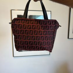 Fendi Monogram Mini Handbag ( Black/ Burgundy) 
