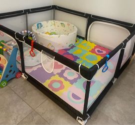 Baby Playpen with Foam Mat and Ball Pit