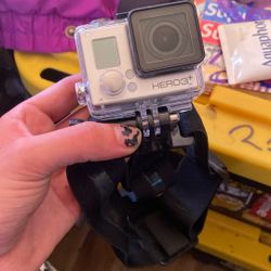 GO PRO HERO 3+ mini action camera / LOTS OF ACCESSORIES HEAD STRAP CHEST STRAP FLOATING DEVICE WATERPROOF DOORS EXTRA CASE, CABLES, BATTERY, AND MORE!