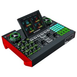 Podcast Equipment, Live Sound Card for Streaming，Audio Mixer with Sound Card for PC Recording Gaming Singing
