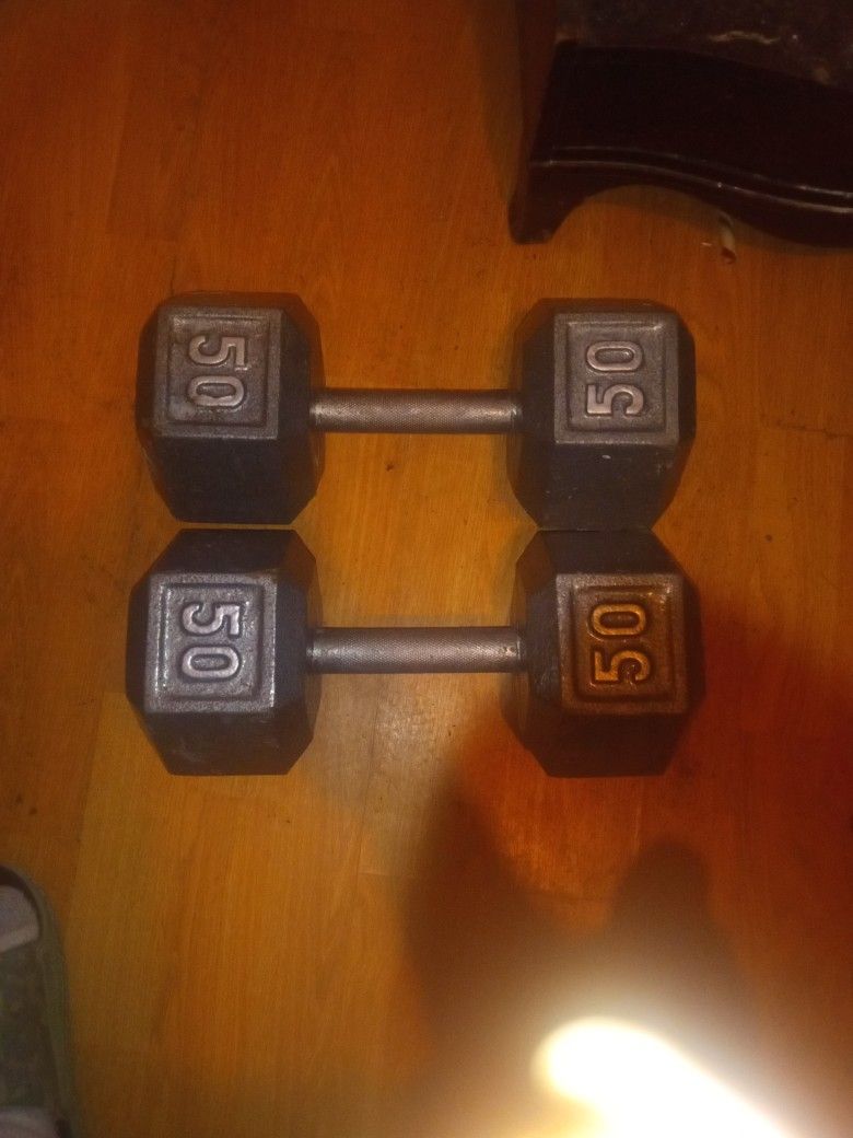 50 Lb. Hex Iron Dumbbells