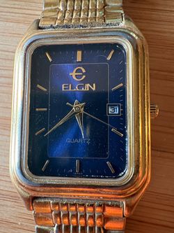 Quartz Gold-Tone Blue Dial Men's Watch