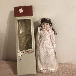 Vintage 1987 Heritage Music Box Doll 16” Polka Dot Dress Love Story NWT