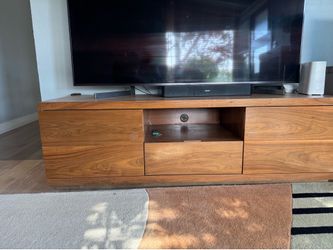 EQ3 Boom 63” TV Console + Matching End Table | Solid Walnut | Bundle + Separate