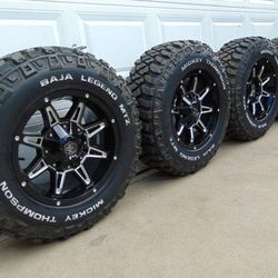 17X9 Black/Silver Mayhem Rampage Rims 265 70 17 Mickey Thompson Tires 10PLY 6X5.5 6X135