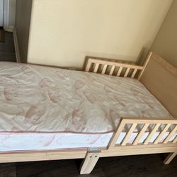 Natural Wood Toddler Bed And Mattress