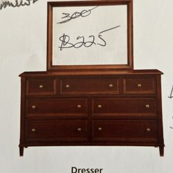 Basset Queen BDR Set. With Headboard side And Footboard Solid Poplar With cherry veneers And mirror 