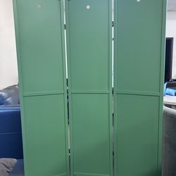 3 Panels Room Divider Solid Wood Green