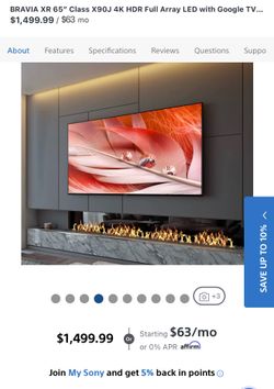 BRAVIA XR 65” Class X90J 4K HDR Full Array LED with Google TV