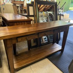 Solid Wood Console Table With 3 Drawers 