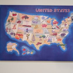 Large Decorative Art Canvas Of The United States