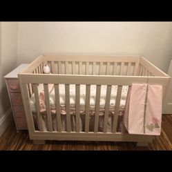 Babyletto Modo 3-in-1 Convertible Crib + Brand New Mattress – Washed Natural