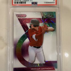 2024 Leaf Vivid Roman Anthony #53 White Laser /1 (RC) Boston Red Sox PSA 9 Mint