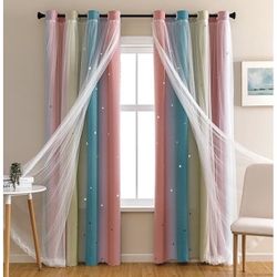 Pastel Rainbow Curtains With Stars