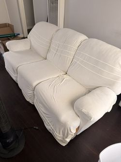 Vintage multi-panel reclining sofa w/slipcovers