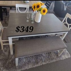 Elegant No Tax 6-Pc White & Gray Dining Set 