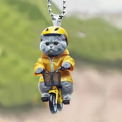 Cool 3D Bike Rider Cat Car Hanging Chain