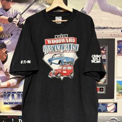 Vintage Mens 2XL 2001 Woodward Dream Cruise Spell Out T-Shirt Black EUC