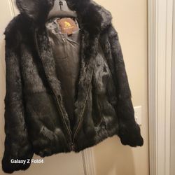 REAL BLACK FUR COAT